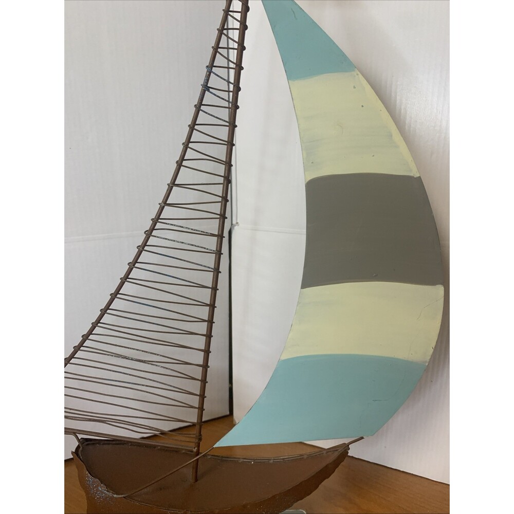 Metal Sailboat Blue/white/grey 16”x11”x2” - Picture 3 of 4